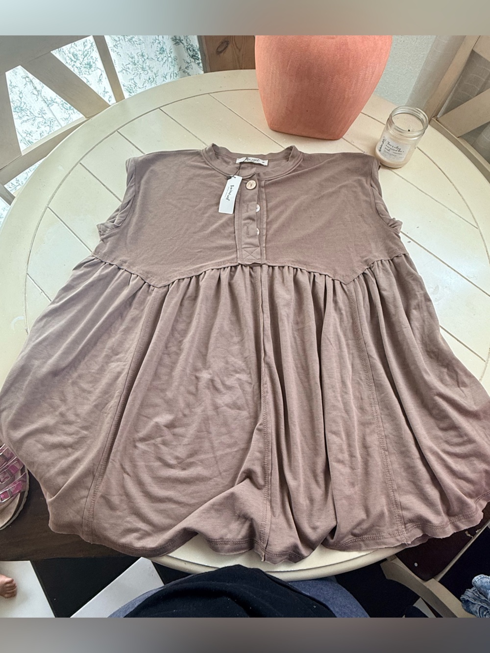 Girls' Mauve Gathered Cotton Dress